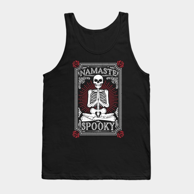 Namaste Spooky Halloween Yoga Skeleton Tank Top by Wasabi Snake